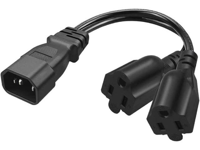 Tekit C14 to Dual 5-15R IEC Y Splitter Power Plug Cord,Single IEC 320 C14 Male to 2* US 3 Prong Standard Nema 5-15R Female Y Split Multi IEC Cable...