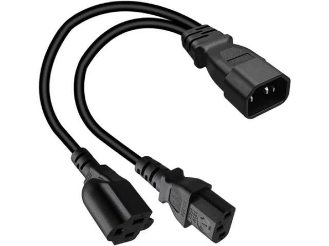 Tekit C14 to C13+NEMA 5-15R Y Splitter Short Power Cord,Single IEC 320 C14 Male to C13+Nema 5-15R Female Y Split,Multi IEC Cable Dual IEC Double...