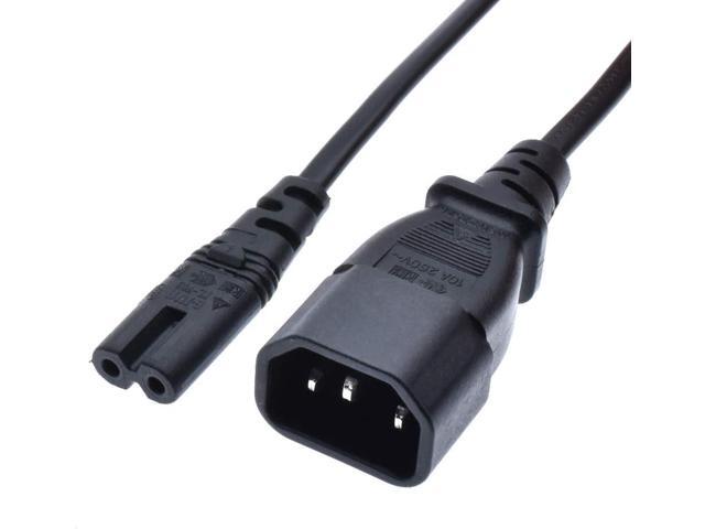 Standard Molded IEC 320 C14 to C7 Short Power Cord PC, 2ft/60cm Standard Computer Power Cord Replacement, IEC Cable (IEC-60320-C14 to IEC-60320-C7)