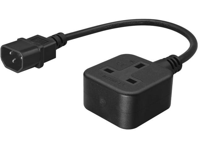 C14 to UK Female Socket Short Power Cord 1ft,Quality UPS Power Cable IEC320 C14 Male Plug to UK BS1363 Female Socket IEC Cable, UK C14 Power Cord...
