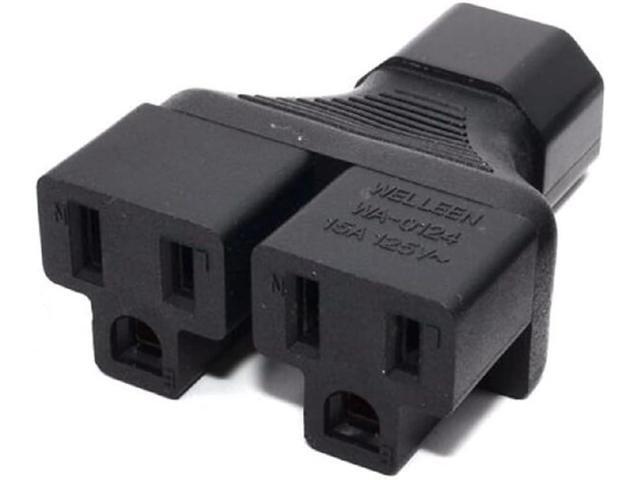 IEC320 C14 to 2 x Nema 5-15R IEC Y Splitter Power Converter Travel Plug Adapter, C14 to 2 * US 3 Prong 5 15R Female Socket Y Split Electrical...