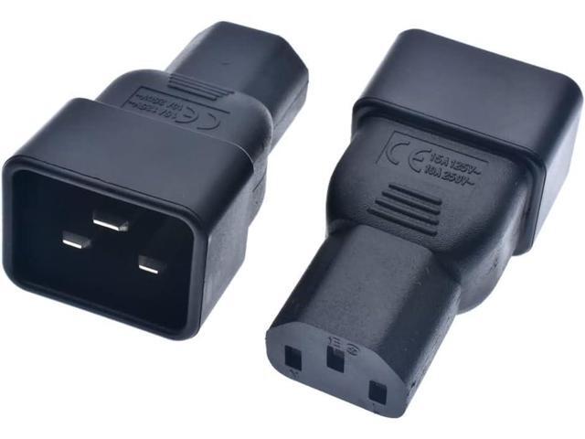 (2-Pack) C20 to C13 Power Converter Travel Plug Adapter,IEC320 C20 to C13 Travel Converter Electrical Adapters,IEC Power Adapter iec power...