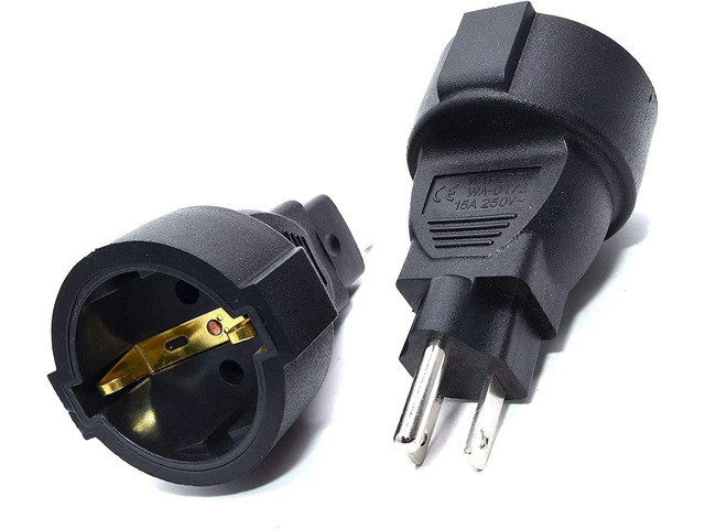 NEMA 5-15P to EU Schuko Female Power Converter Travel Adapter, European USA Plug Adapter, Euro US Plug Adapter,US Standard 3 Prong to Euro CEE7/7...
