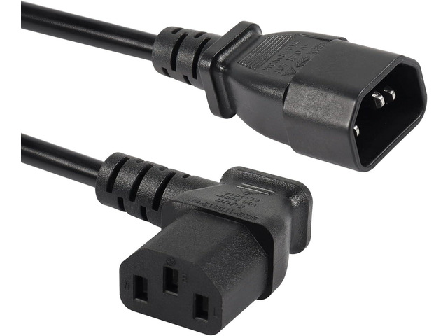 C14 to 90 degree C13 Cable 1.5m/5ft,Tekit IEC 320 90 Degree C13 3-Pin Female to C14 3-Pin Male PDU UPS Power Supply Extension Cord,IEC C14 TO C13...
