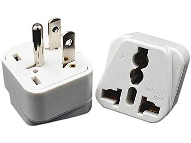 2-Packs NEMA5-15P to Universal Travel Plug Adapter, US 3-Prong Standard 5-15P to International Electrical Adapter, EU UK AU to US AC Power Converter