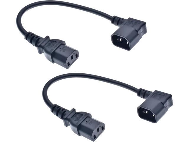 2-Pack IEC320 C13 to C14 Elbow Plug Short Power Cord 1ft, 90-Degree Right Angle IEC C14 to C13 Power Cord for PC, Computer Power Cable Replacement...