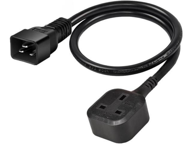 C20 to UK Female Socket Heavy Duty Short Power Cord Plug, IEC C20 Male Plug to UK BS1363 Female Socket Power Cable, C20 UK Plug Adapter Cord,...