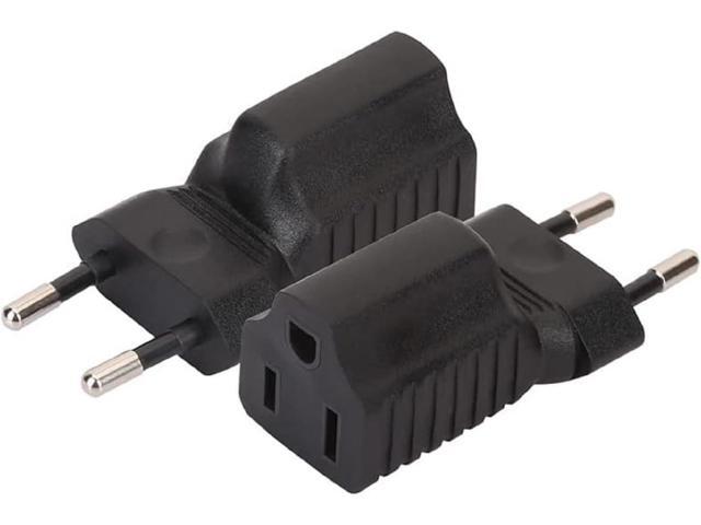 (2 Pack) European to 5-15R Power Converter Travel Plug Adapter, Europe CEE 7/16 Male to US 3 Prong NEMA 5-15R Female Electrical Adapter,EU US Plug...