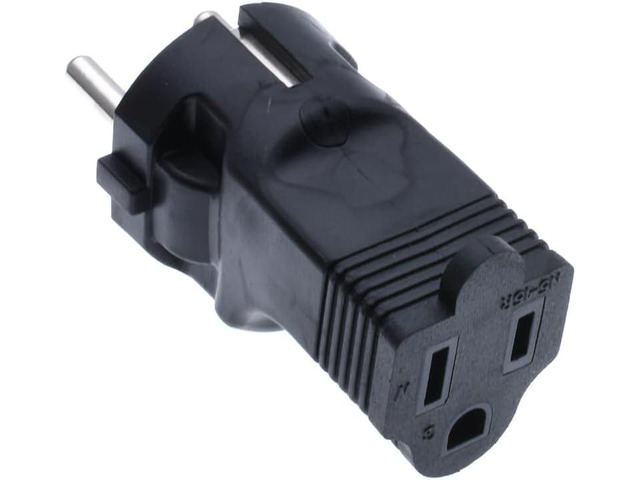 EU US Plug Adapter Power Converter, European CEE7/7 Schuko Plug to US Standard 3-Prong...