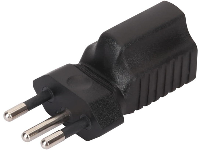 Brazil to US Plug Adapter Power Converter, USA 3 Prong NEMA 5-15R Female Receptacle to Brazil 3 Prong Male Electrical Travel Plug Adapter