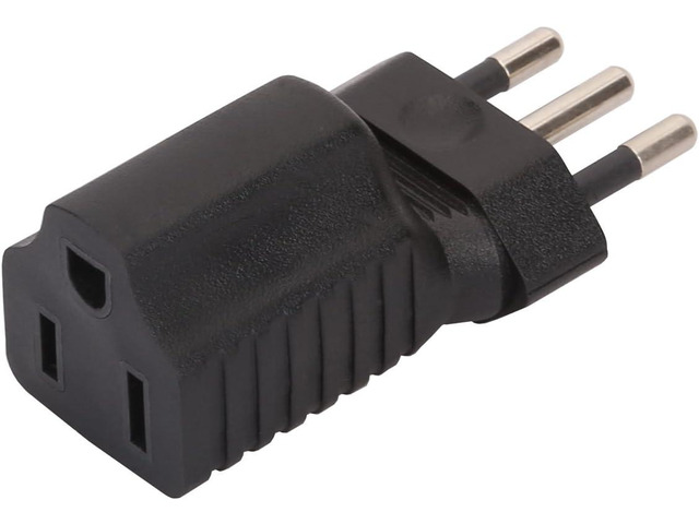 Italy US Plug Adapter Power Converter,USA 3 Prong NEMA 5-15R Receptacle to Italy 3 Prong Molded Travel Plug Adapter Electrical Adapter