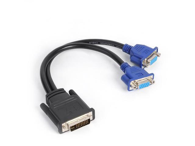 DVI to 2 VGA Y Splitter Cable, (24+5) Pin DVI-I Male to Dual 15-Pin VGA Y Split Cord,1ft/30cm, Supports Multiple Audio Formats, Connects 1 DVI...