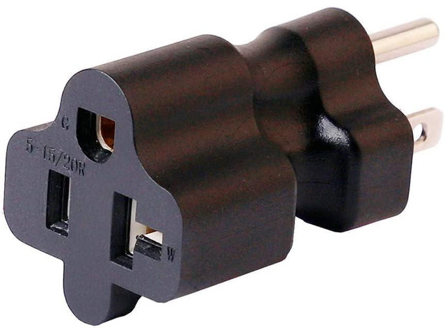 5-15P to 5-15R & 5-20R Power Converter Travel Plug Adapter, 2-IN-1 Nema 5-15P Male to N...