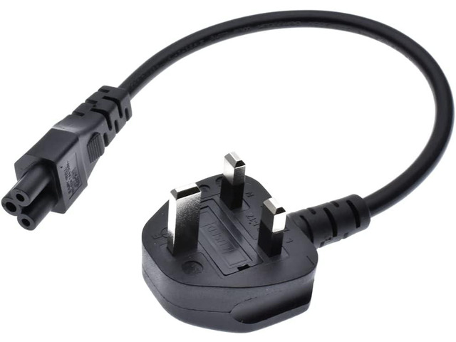UK to C5 Short Power Cord 1ft, UK Plug BS1363 3-Prong Male to IEC320 C5 Mickey Cloverleaf AC Power Cable for British/England/Scotland/Ireland...