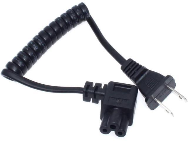 NEMA1-15P to C5 Short Power Cord Plug, Non-Polarized 2-Prong US Plug to Right Angle IEC C5 Computer Laptop Portable Retractable Power Cord Elbow...