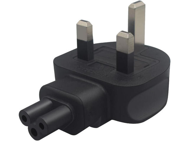 UK to C5 Power Converter, UK Plug 3Pole Male to 3-Prong Female C5 Elbow Plug Electrical...