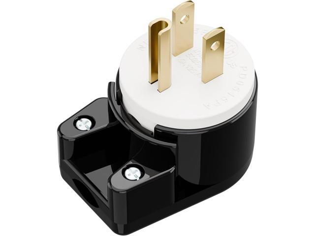 DIY NEMA 5-15P Elbow Plug Power Converters, ETL Easy Assembly 90 Degree Right Angle US 3 Prong Standard Rewireable Power Plug, 8 Directions...