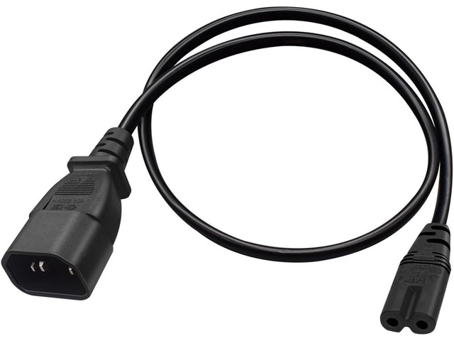 Standard Molded IEC 320 C14 to C7 Power Cord PC, IEC 320 C14 Male to C7 Female Computer Power Cable, (IEC-60320-C14 to IEC-60320-C7),18AWG,3ft/1m