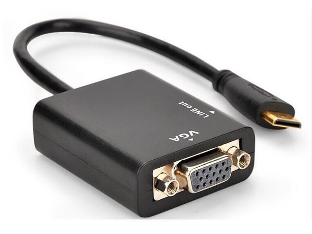 NEW 1080P HDMI Male to VGA Female Video Converter adapter Cable with 3.5mm Audio Cable- Black