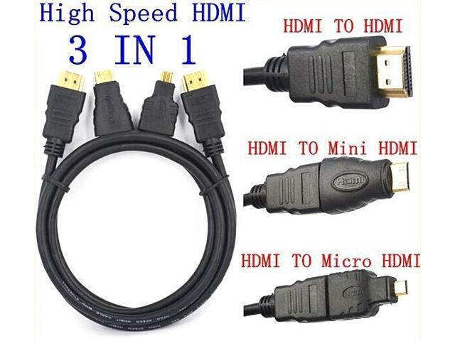 All-in-one HDMI Cable,3-In-1 High Definition Multimedia Interface HDMI TO HDMI / Mini HDMI / Micro HDMI Cable 1.4V Gold-plating 1080P HDMI...