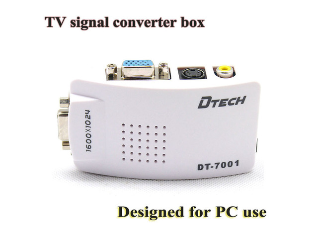 DTECH PC to TV Converter,up to 1600X1024@85HZ, PC MAC VGA to AV Composite and RCA S-Video for TV/Projector Converter terminal converter box...