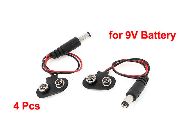 4PCS x 9V battery clip connector to DC connector converter adapter,DC Plug Wired 9V Bat...