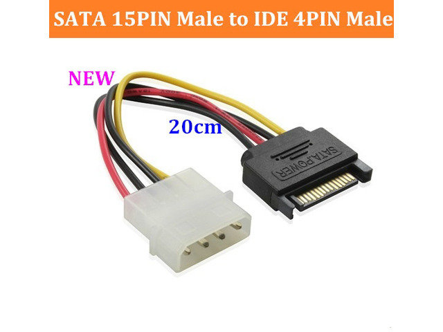 IDE 4pin Male to 15pin Male connectors SATA Power Cable 15pin to 4pin male connectors sata power cable