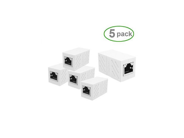 5PCS X RJ45 Coupler, In-Line Coupler Cat7/Cat6/Cat5e Ethernet Cable Extender Adapter Female to Female (White)20311
