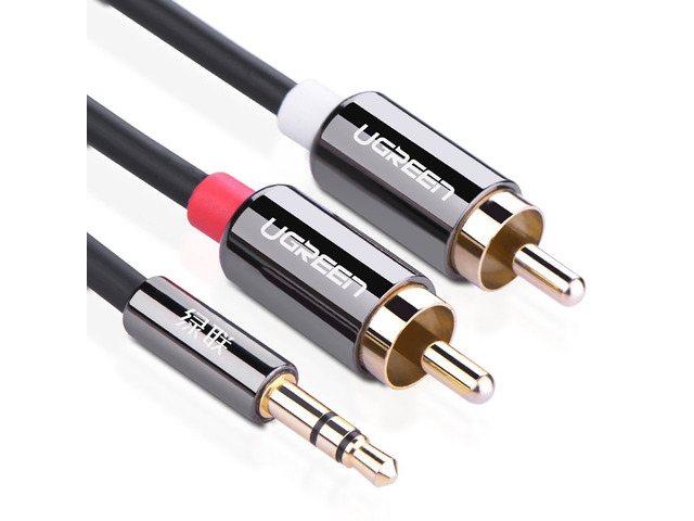 Gold Plated 3.5mm to 2RCA Audio Auxiliary Stereo Y Splitter Cable Male to Male Gold Pla...