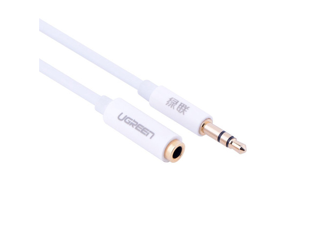 3.5mm Stereo Auxiliary Extension Cable Gold Plated for iPhone, iPad or Smartphones, Tablets, Media Players White 1.5ft/0.5m 10746