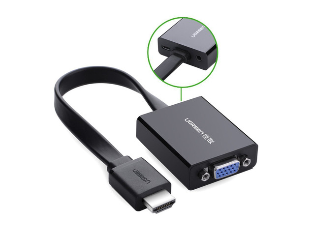Active HDMI to VGA Adapter Converter with Audio Support 1080P 60Hz for Apple TV, PC, La...