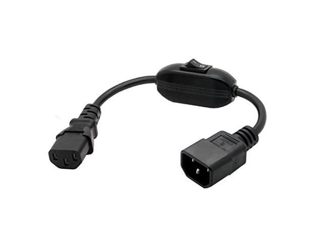 PDU UPS Power Cord Cable, IEC 320 C14 to C13 with On/Off Switch , 100-250V IEC-320-C14 to IEC-320-C13 Power Cord M-F with switch ,(1ft/30cm)