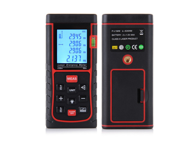 Digital Handheld Laser Distance Meter, Max Measuring Distance: 50m/164ft,Laser Measure Laser Range Finder Distance Measurering Tool RZ-E50