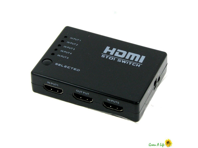 5 PORT HDMI Switch Switcher Selector Hub+iR Remote+Power Supply Full HD 1080p 3D,1080p HDMI 5x1 5 Port Switch Box with IR Remote and 3D Support (5...