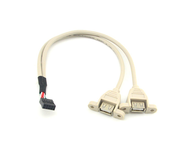 Dual USB 2.0 A Type Female to Motherboard 9 Pin Header Cable with Screw Panel Holes, motherboard 9 pin to Dual USB female converter cable 1.64ft/50cm