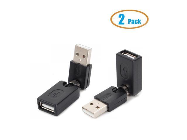 2PCS X 360 Swivel Adjustable Angle USB 2.0 A Male to Female Adapter Cable Convertor,Flexible Swivel Twist Angle USB 2.0 A Female to USB 2.0 A...