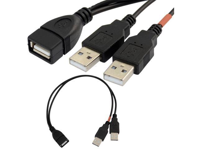 (1ft/30cm) USB 2.0 A Power Enhancer Y 1 Female to 2 Male Data Charge Cable Extension Cord