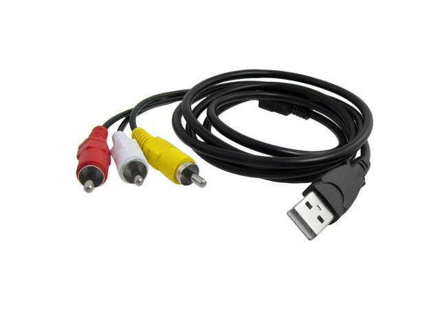 USB Male A to 3 RCA AV A V TV Adapter Cord Cable for PC Vizio TV Video 1.5M/ 5ft