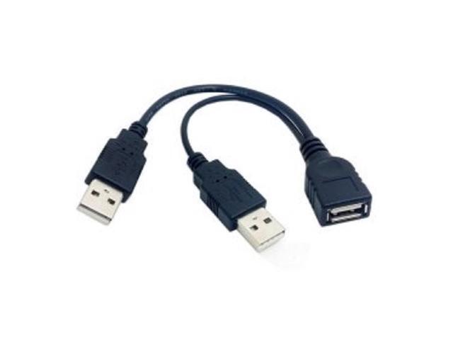 USB 2.0 Female A to Dual A Male Extra Power Data Y Splitter Extension Cable for 2.5 Mobile Hard Disk