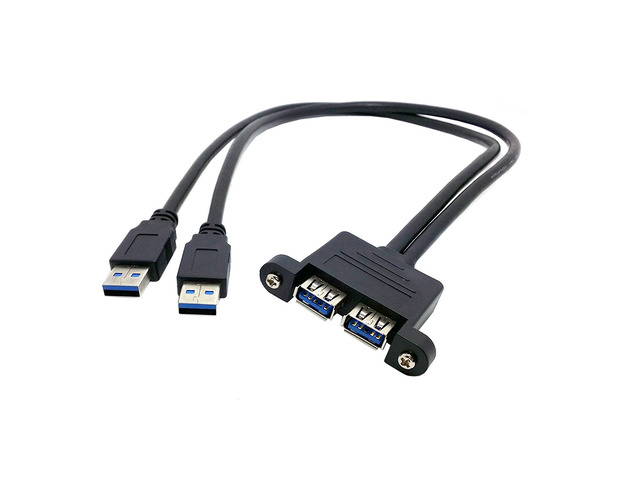 Combo two USB 3.0 male to USB 3.0 Female Extension Cable with screw Panel Mount holes,Dual 2 USB3.0 male to Dual 2 USB3.0 Female Extension cable...