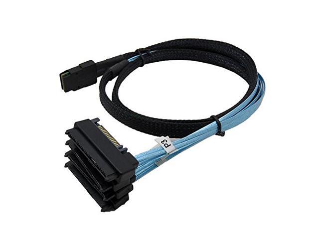 Internal 36 Pin Mini SAS SFF-8087 Host to 4 SFF-8482 Target SAS Hard Disk and SATA Power Cable (1m/3.3ft),Mini SAS 36 SFF-8087 to (4) SFF-8482...