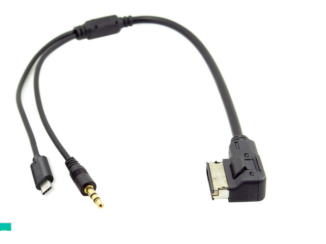 Media In AMI MDI to Stereo 3.5mm Audio & USB-C Aux Adapter Cable for Car VW AUDI 2014 A4 A6 Q5 Q7