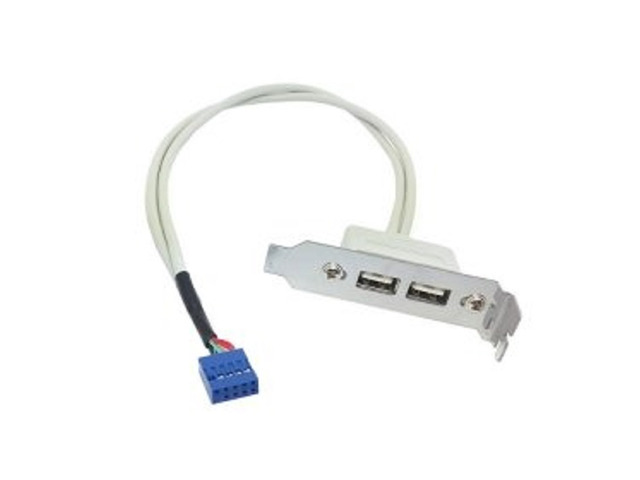 Low Profile 9.5mm Height USB 2.0 Female Back panel to Motherboard 9pin cable with PCI bracket 40cm/1.3ft