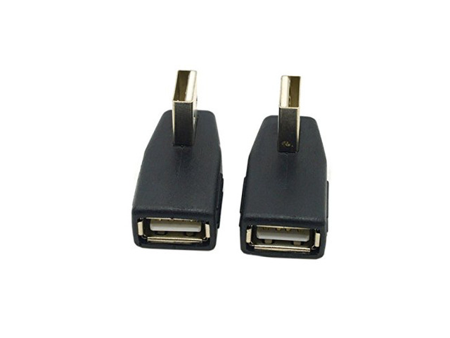 2pcs Left & Right Direction Angled 90 Degree USB 2.0 Male to Female Extension Adapter L...