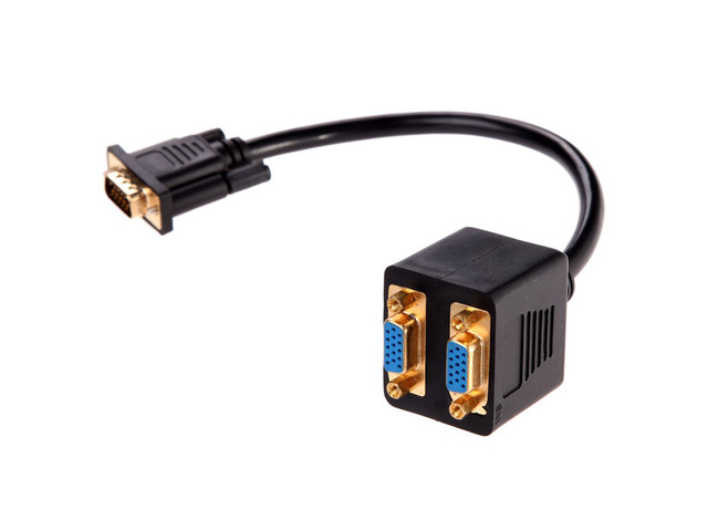 Gold Plated VGA Male to 2x VGA Female Video Y Splitter converter adapter Cable, Gold Plated VGA 1 Male to Dual 2 VGA Female Converter VGA Y Split...