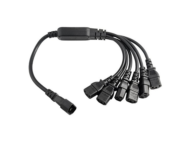Tekit IEC 320 C14 Male Plug to 6XC13 Female Y Splitter Power Cord, C14 to 6 x C13, 250V/10A,IEC C14 to 6 x C13 Y Splitter Cord, IEC male to 6...