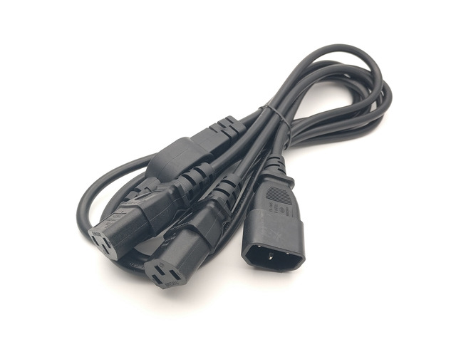 C14 to 2X C13,Single C14 Male to Dual 5-15R C13 Female Power Y Splitter Adapter Cable Cord, IEC C14 Male Plug To 2x IEC C13 Female Socket Y Split...