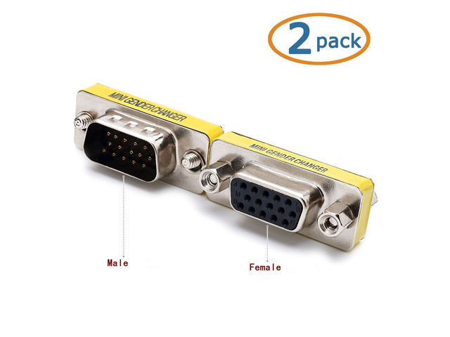 (2 Pack) VGA M/F Gender Changer Adapter DB New 15 HD/DB/15 VGA/SVGA KVM Male to Female or Female to Male
