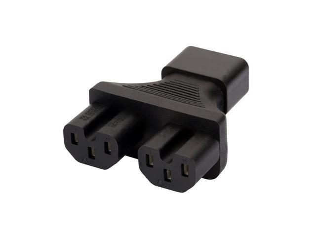IEC320 C14 to 2xC15 Power Plug adapter, IEC 320 C14 to Dual C15 Y Split AC Adapter, IEC 3Pole Male to 2x IEC 3Pole Female AC Power Adapter, C14 to...