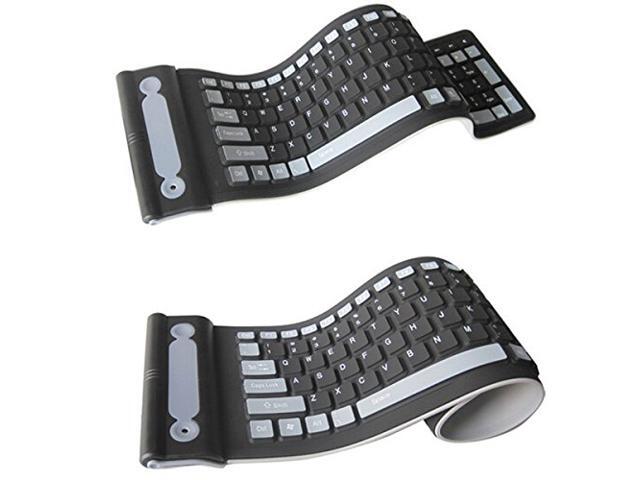 Waterproof Flexible 2.4G Mini Wireless Silicone Keyboard Spillproof Roll up Portable Folding Pocket Silent Typing Silicone Keyboard,2.4GHZ Wireless.